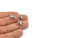 Silver Spider Pendant, 6 Antique Silver Plated Spider Bracelet Finding, Pendants, Necklace Findings (14x13mm) N0353 H0135