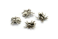 Silver Spider Pendant, 6 Antique Silver Plated Spider Bracelet Finding, Pendants, Necklace Findings (14x13mm) N0353 H0135