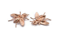 Huge Bug Pendant, 1 Rose Gold Plated Bug Fly Insect Charm Pendant (43x41mm) N0214 Q0088