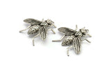 Huge Bug Pendant, 1 Antique Silver Plated Bug Fly Insect Charm Pendant (43x41mm) N0214 H0153
