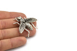 Huge Bug Pendant, 1 Antique Silver Plated Bug Fly Insect Charm Pendant (43x41mm) N0214 H0153