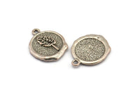 Silver Leaf Charm, 2 Antique Silver Plated Brass Leaf Charm Earrings With 1 Loop, Pendants, Findings (16x18mm) N0890