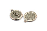 Silver Leaf Charm, 2 Antique Silver Plated Brass Leaf Charm Earrings With 1 Loop, Pendants, Findings (16x18mm) N0890