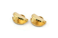 Half Moon Crimp, 5 Gold Plated Brass Ribbon Crimp Ends With 1 Loop, Findings (15x12.5mm) D0152 Q0401