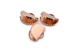Half Moon Crimp, 5 Rose Gold Plated Brass Ribbon Crimp Ends With 1 Loop, Findings (15x12.5mm) D0152 Q0401