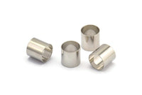 Silver Tube Bead, 12 Silver Tone Brass Tubes (10x10mm) Bs 1551