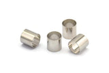 Silver Tube Bead, 12 Silver Tone Brass Tubes (10x10mm) Bs 1551