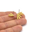 Earring Studs, 6 Raw Brass -  Stud Earrings - Brass Earrings - Earrings (13x14x1.5mm) N1642