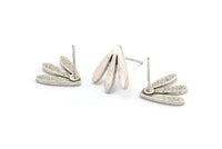Earring Studs, 4 Antique Silver Plated Brass -  Stud Earrings - Silver Earrings - Earrings (13x14x1.5mm) N1642