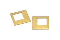 Brass Square Charm, 6 Raw Brass Square Charms With 1 Hole, Pendants, Earrings (23x1mm) D0756