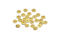 Middle Hole Disc, 100 Raw Brass Round Disc, Middle Hole Connector, Bead Caps, Findings (5mm) Brs 82 A0438