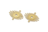 Gold Sun Charm, 6 Gold Plated Brass Sun Connectors With 2 Loops (24x20x0.60mm) D1573 Q0674
