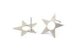 Silver Star Earring, 12 Antique Silver Plated Brass Star Stud Earrings (16mm) A1181 A1827