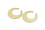 Hammered Moon Crescent Charm, Raw Brass Hammered Moons with 2 Holes Pendant (45x44x14mm) N0199
