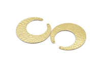 Hammered Moon Crescent Charm, Raw Brass Hammered Moons with 2 Holes Pendant (45x44x14mm) N0199