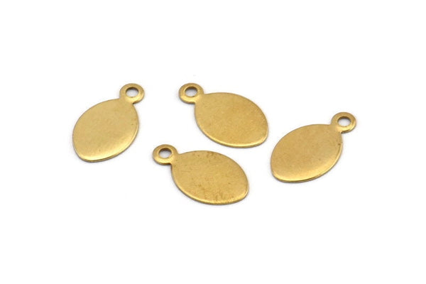 Brass Oval Tag, Raw Brass Oval Tags With 1 Loop, Charms, Findings, Stamping Tags (11x6.5x0.40mm) A0518