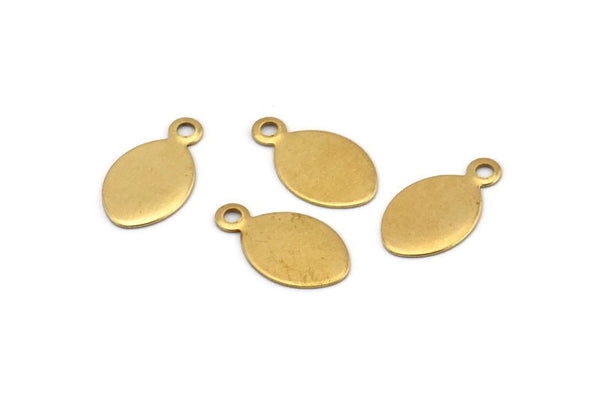 Brass Oval Tag, 50 Raw Brass Oval Tags, Charms, Findings, Stamping Tags (13x7mm) Brs105 ( A0294 )