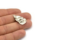 Silver Drop Charm, 10 Antique Silver Plated Brass Wavy Drop Charms With 1 Loop, Earrings, Findings (31x17x0.60mm) D0671
