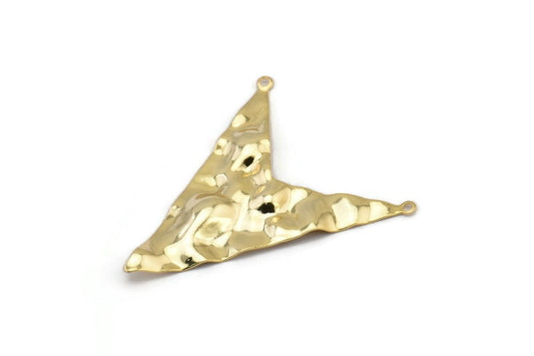 Gold Triangle Charm, 2 Gold Plated Brass Triangle Charms With 2 Loops, Pendants, Findings (49x39x0.60mm) D0788