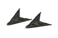 Siyah Üçgen Charm, 2 Halkalı 4 Oksitlenmiş Siyah Pirinç Üçgen Charm, Kolye Uçları, Bulgular (49x39x0,60 mm) D0788