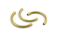 Brass Noodle Tubes - Raw Brass Semi Circle Curved Tube Beads (3x35mm) D0263