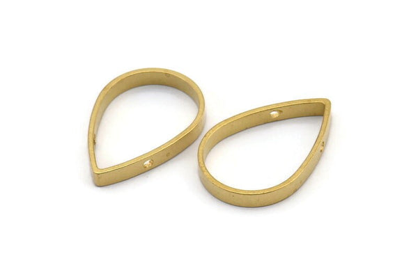 Brass Drop Connector, 12 Raw Brass Drop Connectors with 2 holes (25x17x3mm) BS 2321