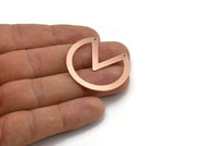 Copper Circle Charm, 4 Raw Copper Pizza Slice Charms With 2 Holes, Pendants, Findings (37x34x0.80mm) M03366