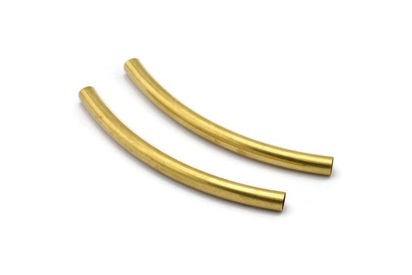 Brass Noodle Tubes - 12 Raw Brass Curved Tube Findings (6x80mm) Brc256