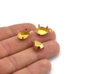 Pear Drop Prong Setting, 100 Raw Brass Pear Drop 1 Loop, 4 Prong Settings (10x14mm) S401
