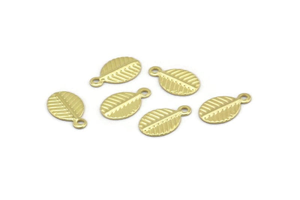 Brass Leaf Charm, 50 Raw Brass Leaf Charms (10.5x6.5mm) A0155