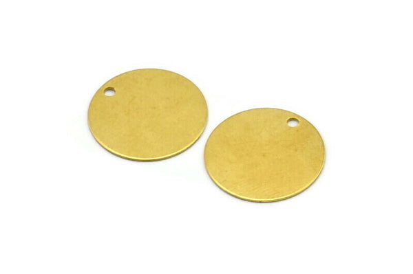 Personalized Letter Tag, 50 Raw Brass Cabochon Tags, Stamping Tags (16mm) Brs 64 A0291