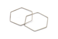 Altıgen Yüzük Tılsımı, 6 Gümüş Tonlu Altıgen Şekilli Yüzük Tılsımı (40x1x1,10 mm) E300 H0790