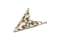 Silver Triangle Charm, 4 Antique Silver Plated Brass Triangle Charms With 2 Loops, Pendants, Findings (49x39x0.60mm) D0788 H0827