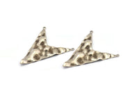 Silver Triangle Charm, 4 Antique Silver Plated Brass Triangle Charms With 2 Loops, Pendants, Findings (49x39x0.60mm) D0788 H0827