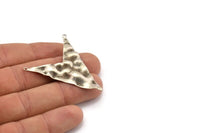 Silver Triangle Charm, 4 Antique Silver Plated Brass Triangle Charms With 2 Loops, Pendants, Findings (49x39x0.60mm) D0788 H0827