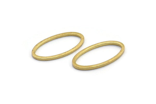 Brass Oval Charm, 50 Raw Brass Oval Shaped Rings, Connectors (8x16x0.80mm) BS 2336