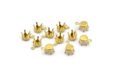 Brass Prong Setting, 50 Raw Brass Charms With 6 Mm Prong Setting , Snap-set Bs 1259