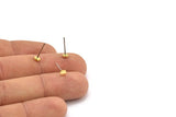 Brass Hexagon Earring, 12 Raw Brass Hexagon Stud Earrings (4x0.80mm) D1212 A1237