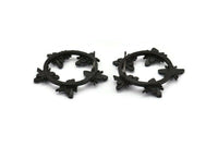 Black Bee Earring, 2 Oxidized Black Brass Bee Stud Earrings (29x4mm) N1752