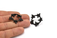 Black Bee Earring, 2 Oxidized Black Brass Bee Stud Earrings (29x4mm) N1752
