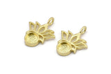 Brass Flower Charm, Raw Brass  Lotus Flower Charms With 1 Loop - Pad Size 6mm (21x17mm) N2074