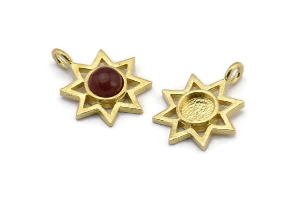 Brass Star Charm, Raw Brass Star Charms With 1 Loop - Pad Size 6mm (21x17mm) N2071