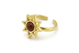 Brass Ring Settings, Raw Brass Star Rings With 1 Round Shaped Stone Setting - Pad Size 6mm N2105