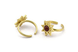 Brass Ring Settings, Raw Brass Star Rings With 1 Round Shaped Stone Setting - Pad Size 6mm N2105