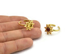 Brass Ring Settings, Raw Brass Star Rings With 1 Round Shaped Stone Setting - Pad Size 6mm N2105