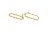 Gold Oval Earring, 6 Gold Plated Brass Oval Stud Earrings (25x7x0.80mm) BS 1732 A2046 H0442