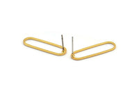Gold Oval Earring, 6 Gold Plated Brass Oval Stud Earrings (25x7x0.80mm) BS 1732 A2046 H0442