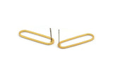 Gold Oval Earring, 6 Gold Plated Brass Oval Stud Earrings (25x7x0.80mm) BS 1732 A2046 H0442
