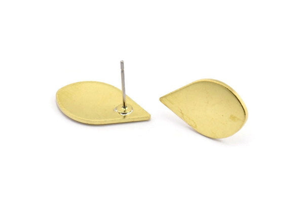 Brass Drop Earring, 8 Raw Brass Drop Stud Earrings (20x12x1mm) A1702 A2004