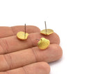 Brass Shell Earring, 8 Raw Brass Sea Shell Stud Earrings, Findings (13x11x2mm) D994 A1225